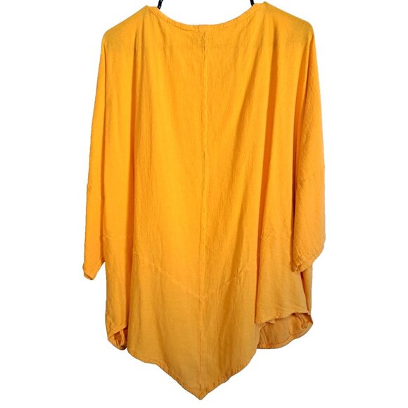 Oh My Gauze! 3X - 3/4 Sleeve Hi-Lo Hem 100% Cotton Gauzy Pullover Top Beachy - Picture 3 of 7